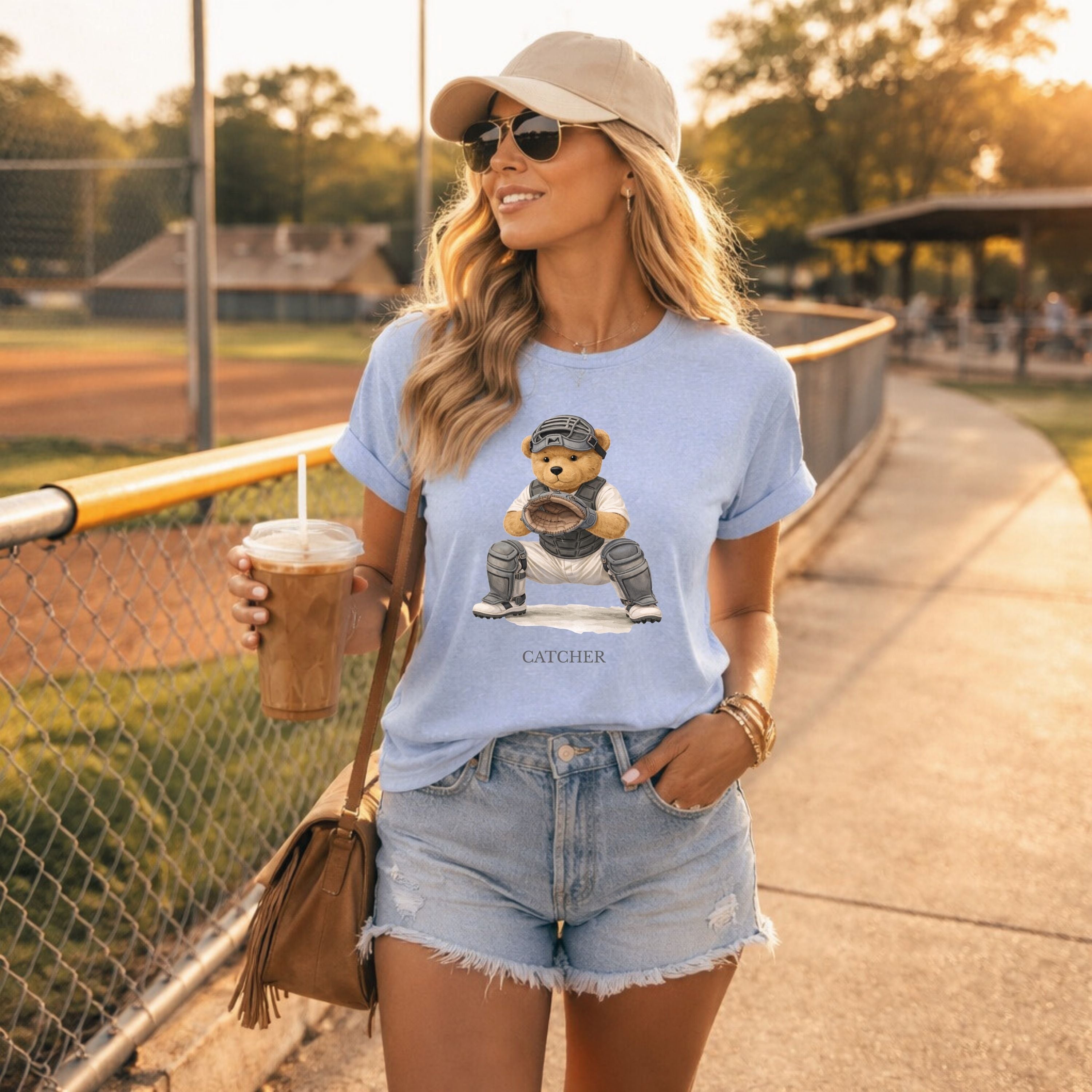 Catcher Baseball Tee – Vintage Bear Graphic