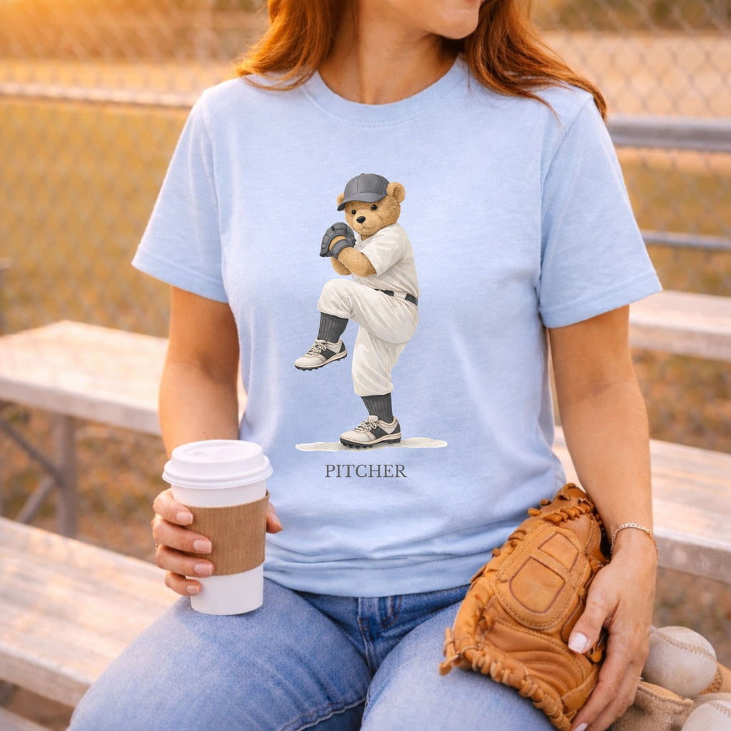 Baseball  Pitcher Tee-Vintage Bear Graphic