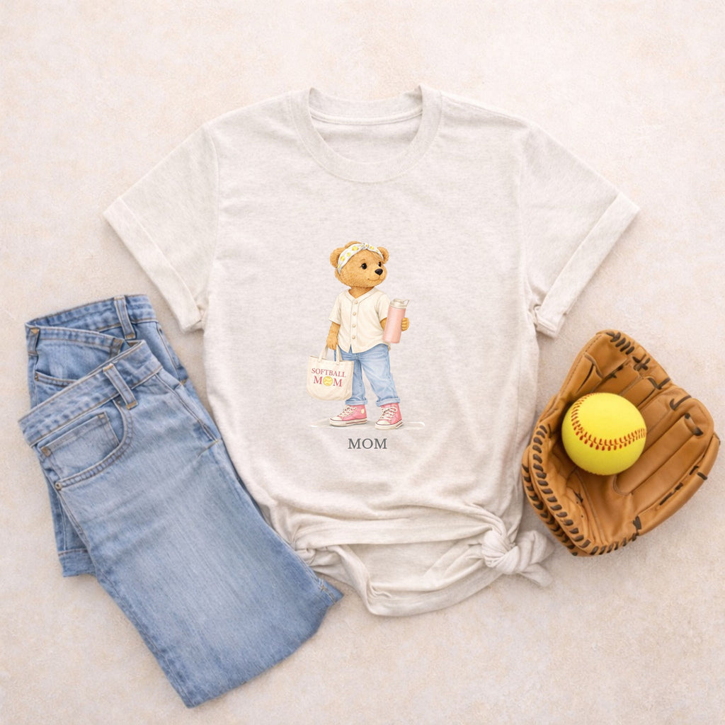 Softball Mom Shirt - Vintage Bear Graphic