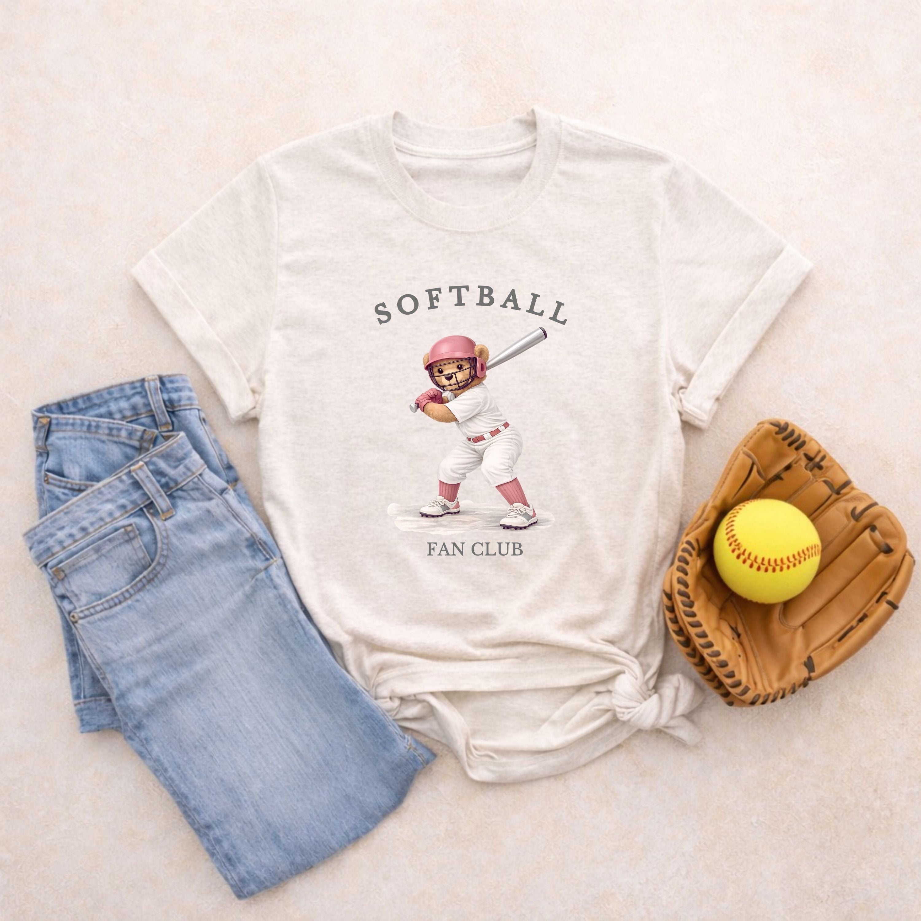 Softball Fan Club Shirt -Vintage Bear Graphic